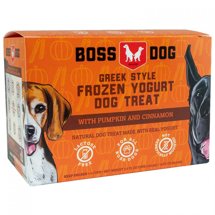 Boss Dog congele Paquet de 4 Yogourt grecque congelé pour chiens Citrouille &amp; Canelle Boss Dog