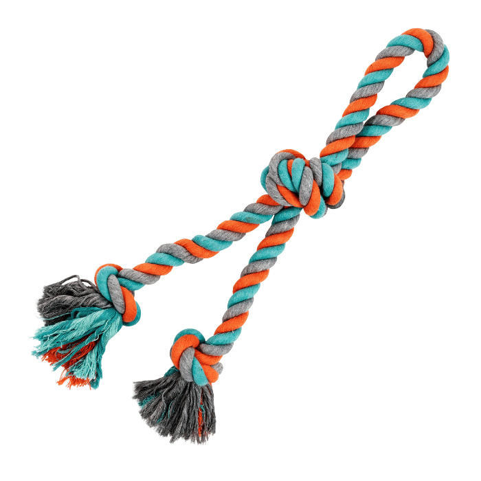 Bud'z Jouet De Corde Pour Chien, Double Avec 3 Noeuds Orange Et Bleu 23.5"