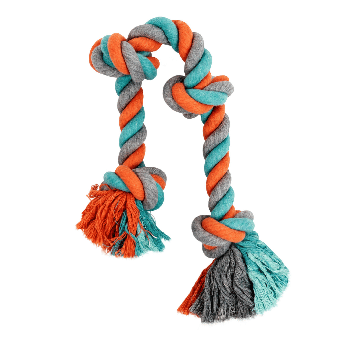 Bud'z jouets pour chien Jouet De Corde Pour Chien, Avec 4 Noeuds Orange Et Bleu 27.5"