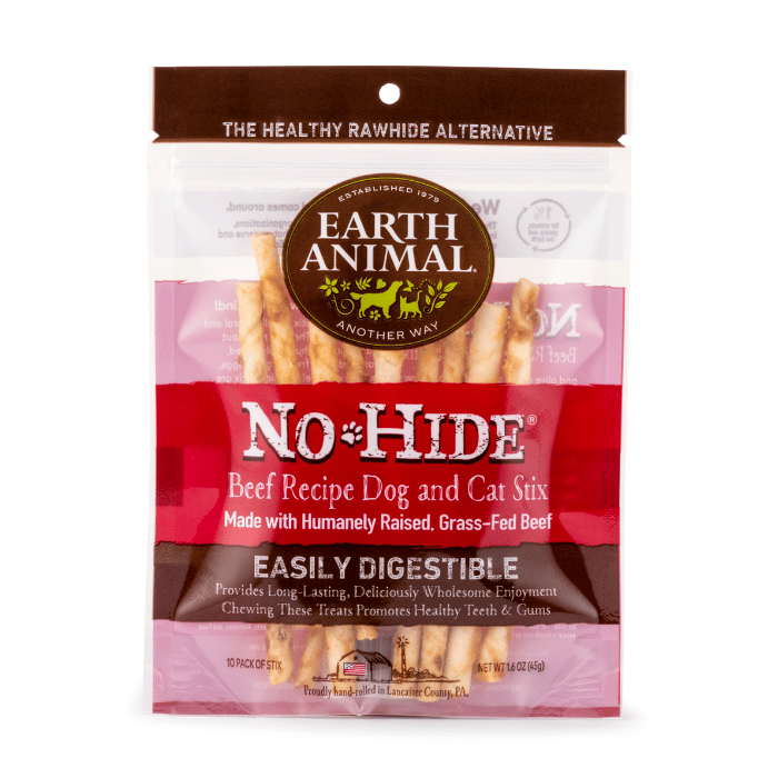 Earth Animal Gâteries à mâcher pour chats et chiens No-Hide Stix au boeuf - paquet de 10