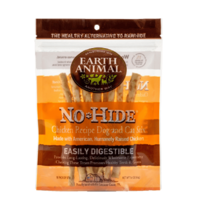Earth Animal Gâteries à mâcher pour chats et chiens No-Hide Stix au poulet - paquet de 10