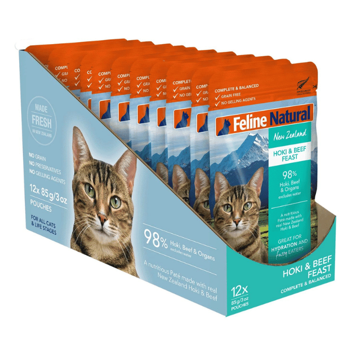 Feline Natural nourriture chat Nourriture humide pour chat Feline Natural Hoki et boeuf 12x 13oz
