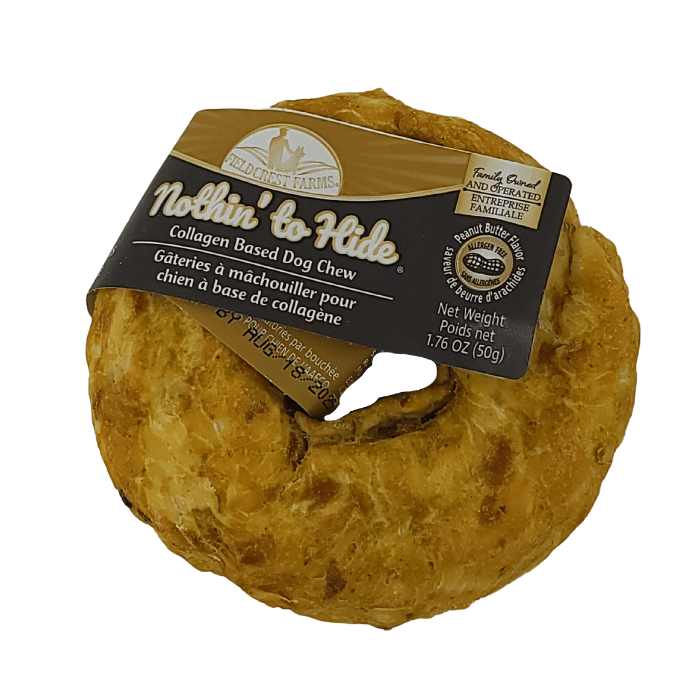 Field Crest Farms Gâteries Bagel à base de collagène - saveur de beurre d'arachide 5''