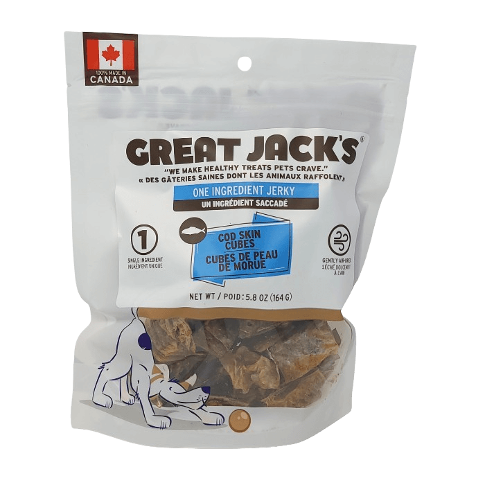 Great Jack's Jerky 1 seul ingrédient cubes de peau de morue séché à l'air 5.8oz