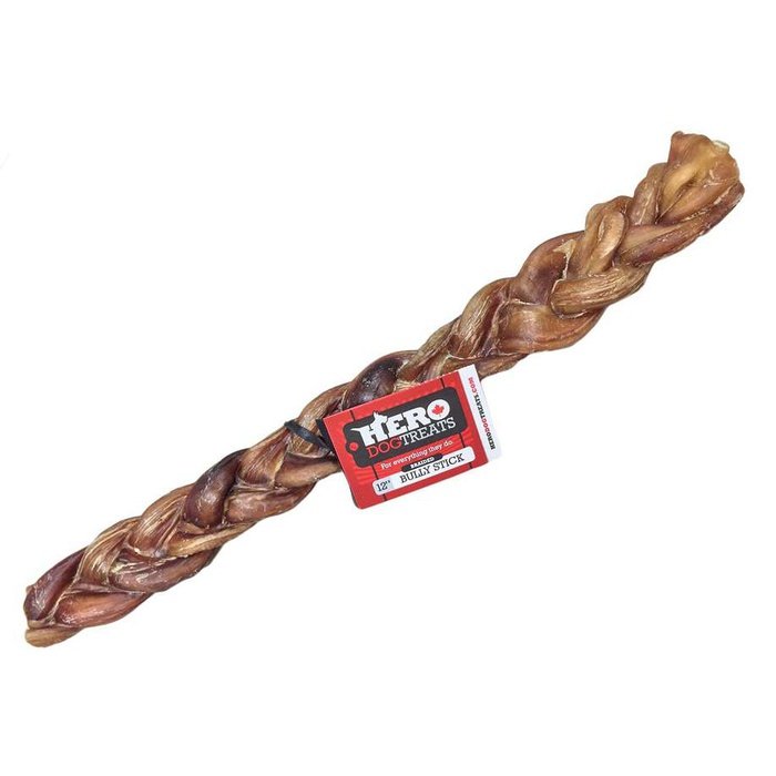 HeroDogTreats bully Bully Stick Bâton de Bœuf Tressé 12''
