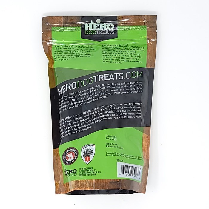 HeroDogTreats bully Pénis de bœuf 6'' Hero Bully Stick Paquet de 18