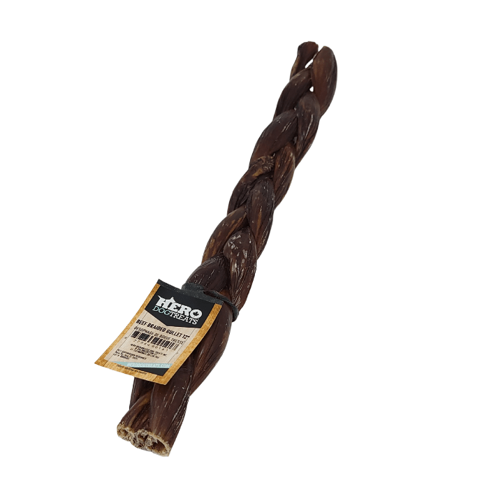 HeroDogTreats Oesophage de boeuf déshydratée tressée 12''