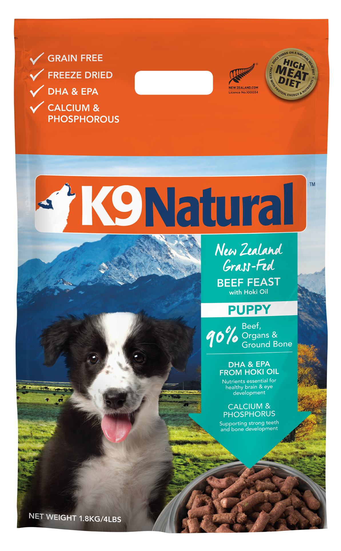K9 natural exclus 1.8kg Nourriture pour chiots K9 Natural Freeze-Dried Boeuf