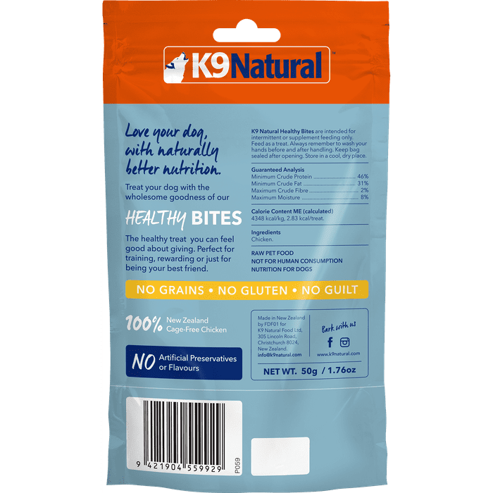 K9 natural Gâteries Gâteries lyophilisée pour chien K9 Natural Healthy Bites au Poulet