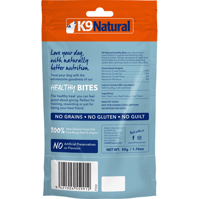 K9 natural Gâteries Gâteries lyophilisée pour chien K9 Natural Healthy Bites Boeuf