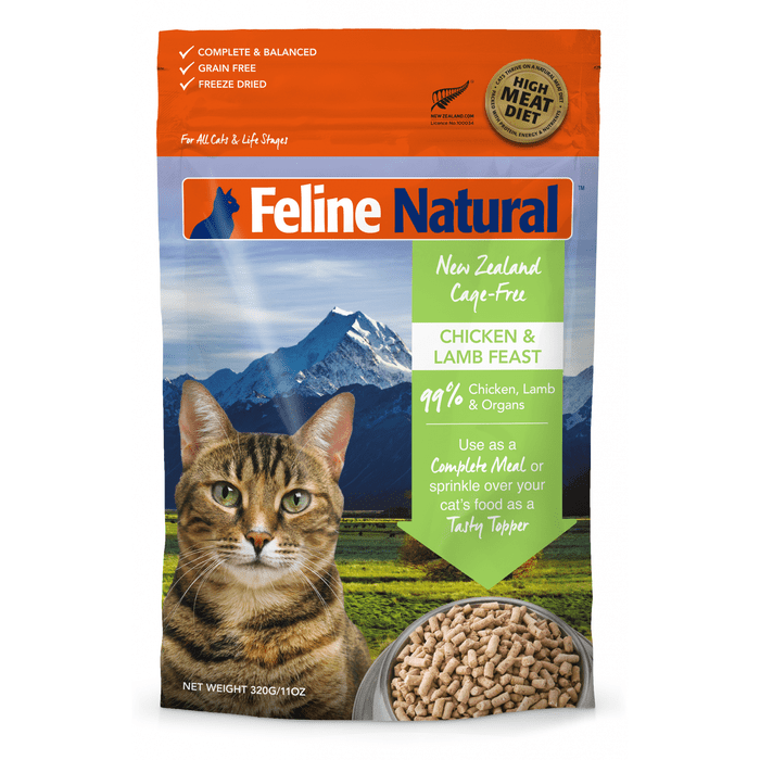 Feline Natural nourriture pour chat Agneau et poulet lyophilisée -  Sherbrooke Canin