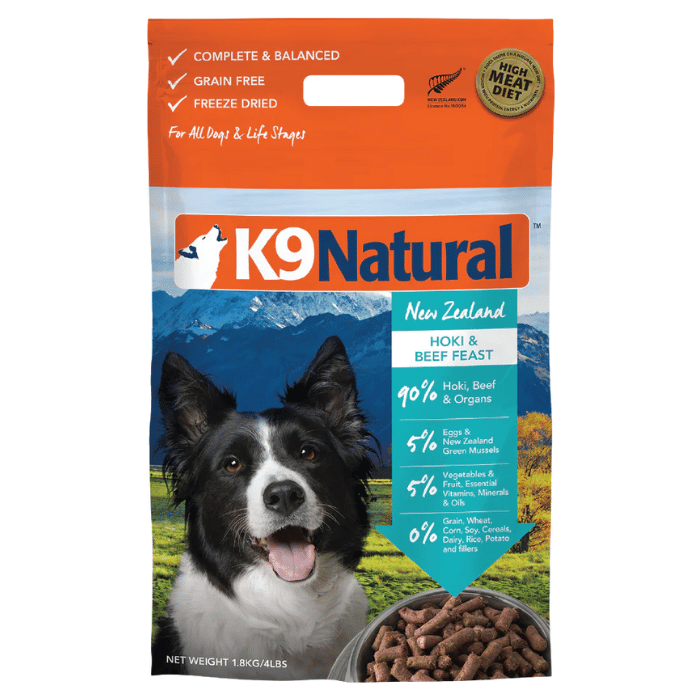 K9 natural nourriture 1.8kg Nourriture pour chiens K9 Natural Freeze-Dried Hoki et Boeuf