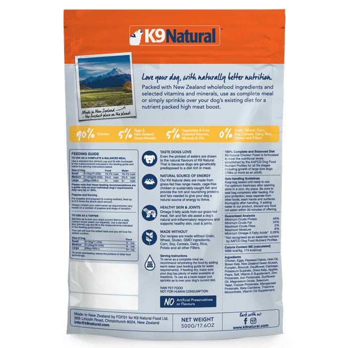 K9 natural nourriture Nourriture pour chiens K9 Natural Freeze-Dried Poulet