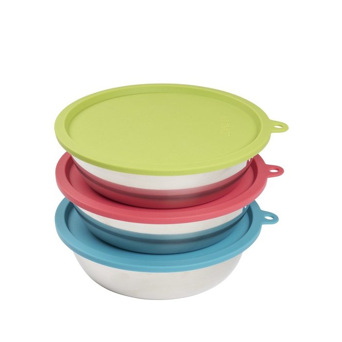 Messy Mutts bols pour chien Bols avec couvercle paq de 3