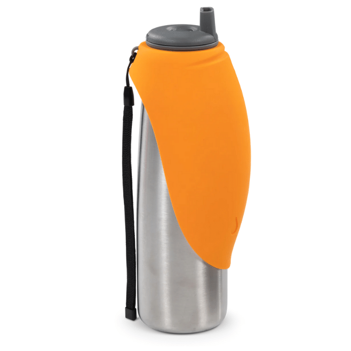 Messy Mutts bouteille Orange Bouteille d&#39;eau de voyage pour chien en acier inoxydable 600ml
