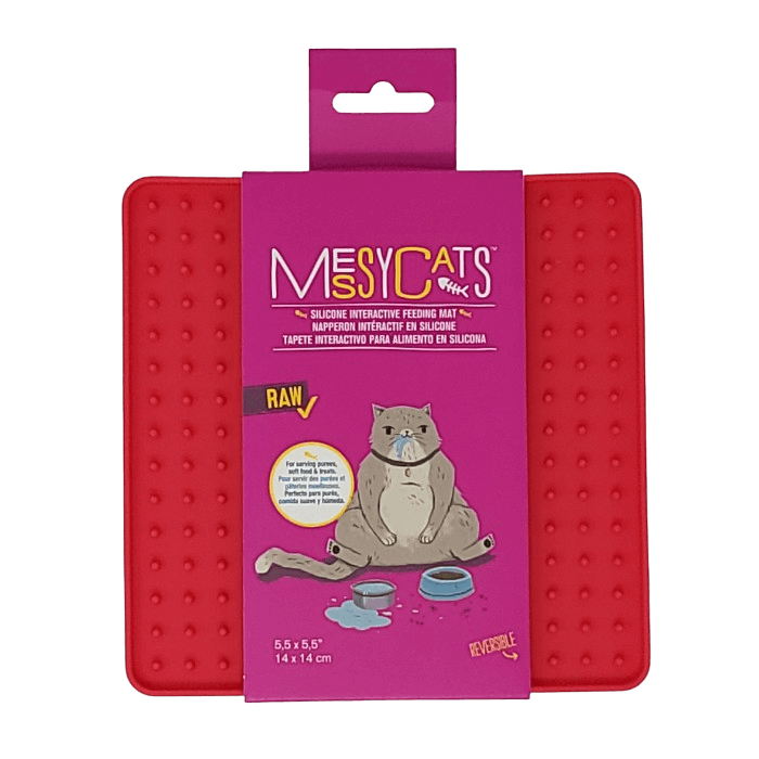 Messy Mutts Tapis d&#39;alimentation interactif pour chats - Réversible