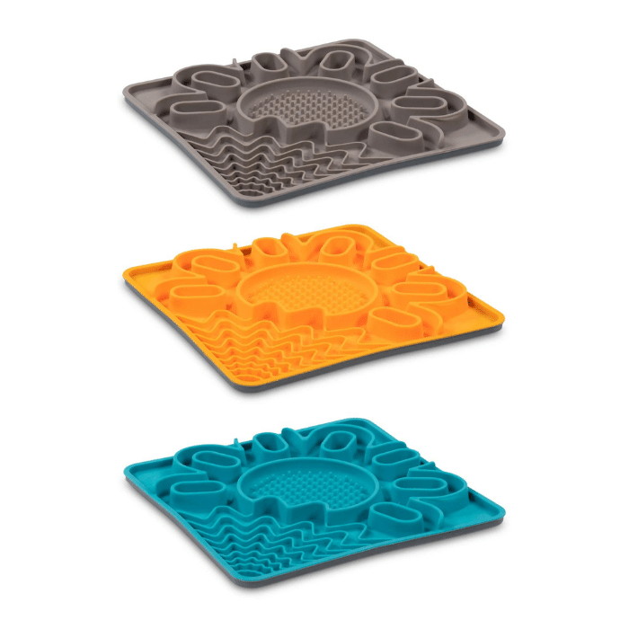 Messy Mutts Tapis de bol à lécher pour chien en silicone multi-surface 9.5" x 9.5"