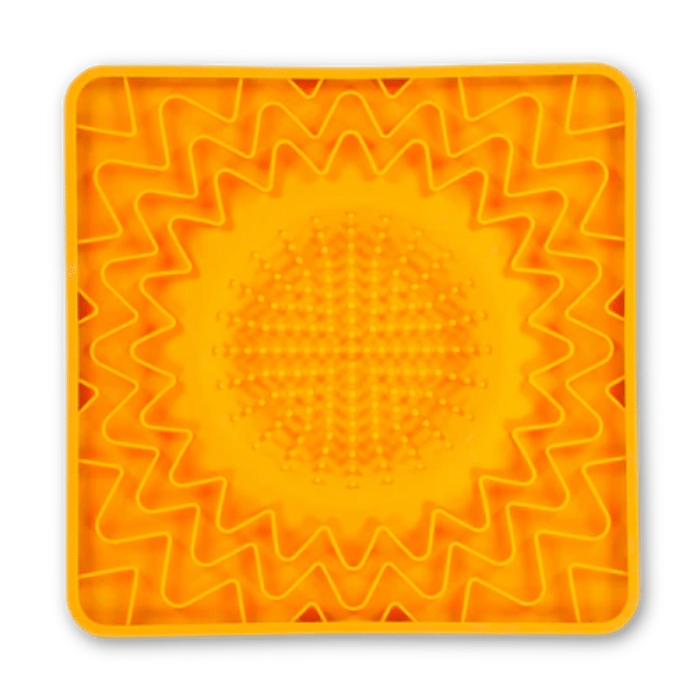 Messy Mutts Orange Tapis de bol à lécher pour chien en silicone résistant 10x10&#39;&#39;