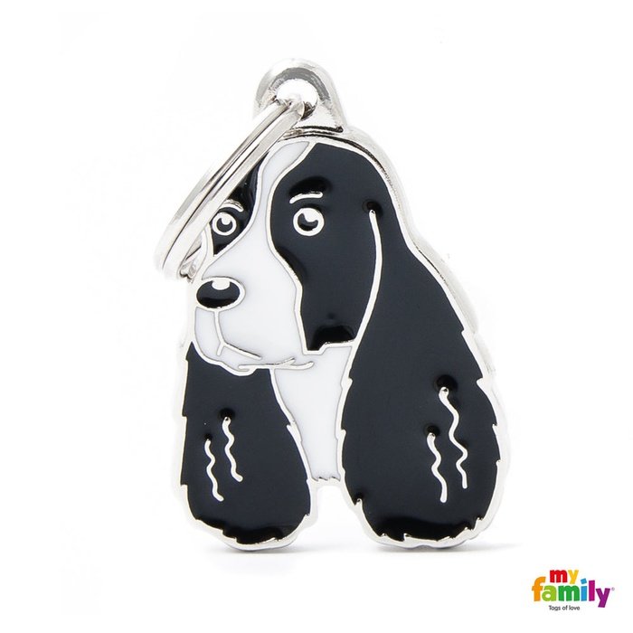 MyFamily medaille Médaille pour chiens - Épagneul noir et blanc