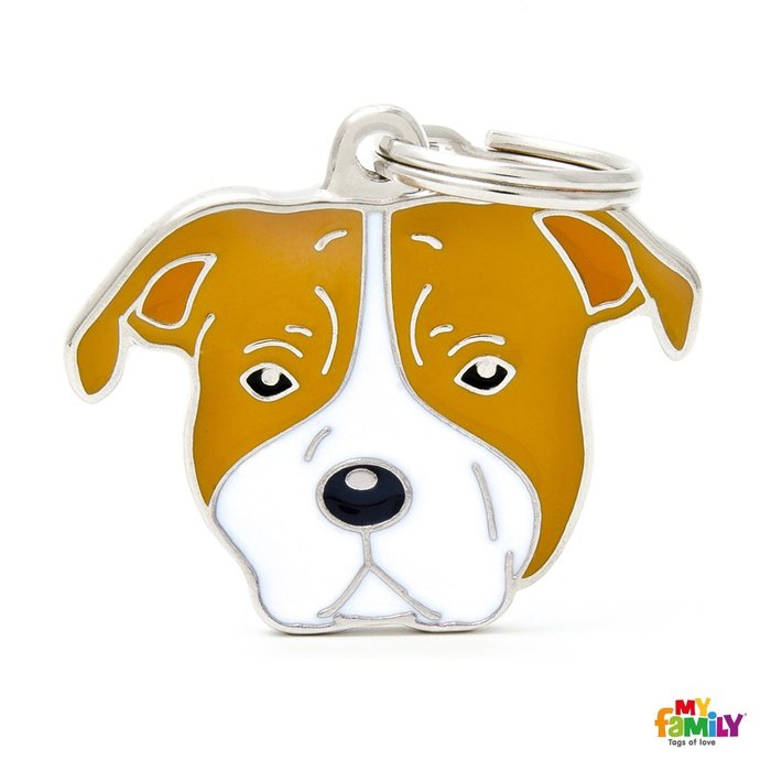 MyFamily medaille Médaille pour chiens - friends American staffordshire terrier brun et blanc