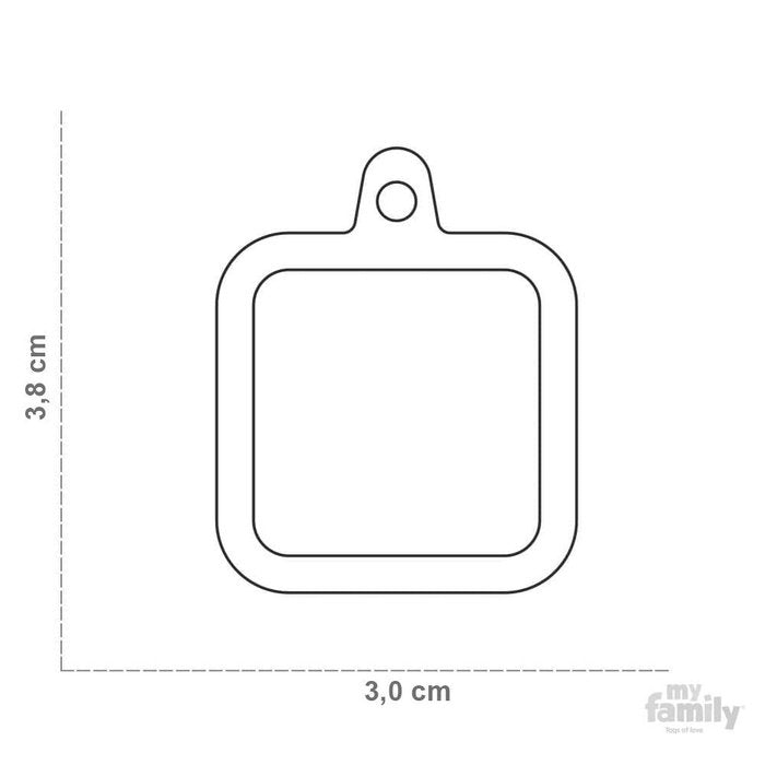 MyFamily medaille Médaille pour chiens - Myfamily Hushtag Carré Aluminium Violet Gomme Violette