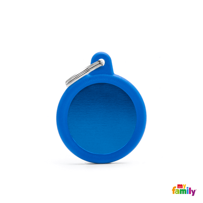 MyFamily medaille Médaille pour chiens - Myfamily Hushtag Cercle Aluminium Bleu Gomme Bleue