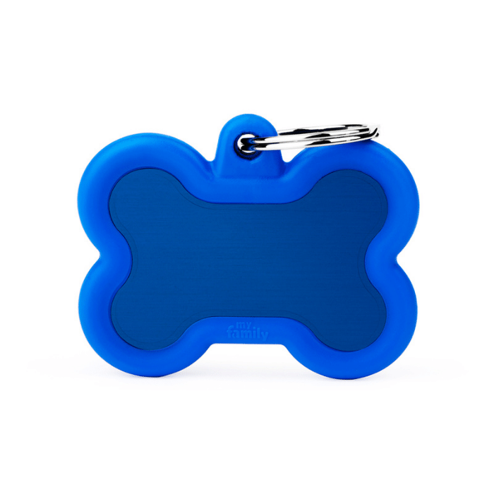 MyFamily medaille Blue Médaille pour chiens - Myfamily Hushtag Os Aluminum