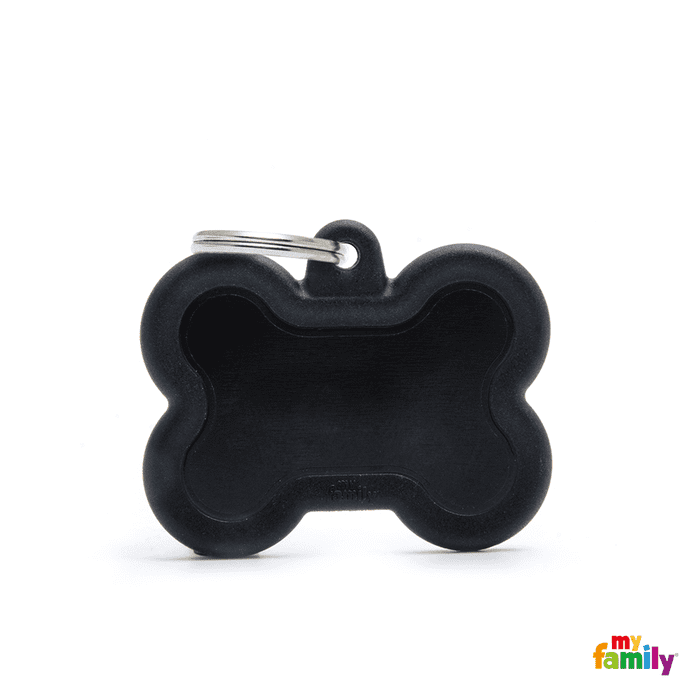 MyFamily medaille Médaille pour chiens - Myfamily Hushtag Os Aluminum Noir