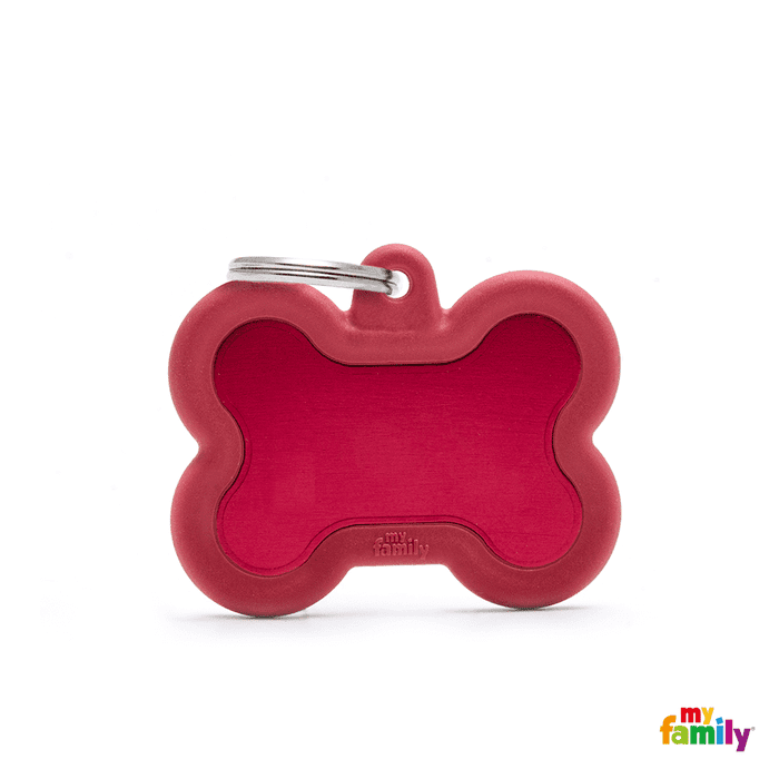 MyFamily medaille Médaille pour chiens - Myfamily Hushtag Os Aluminum Rouge