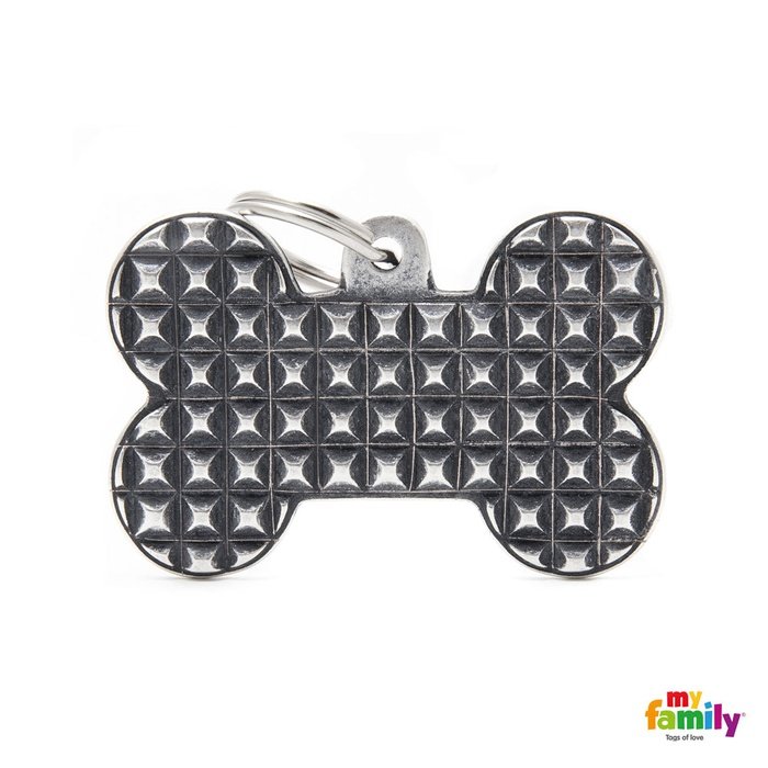 MyFamily medaille Médaille pour chiens - Os XL Bronx Clous