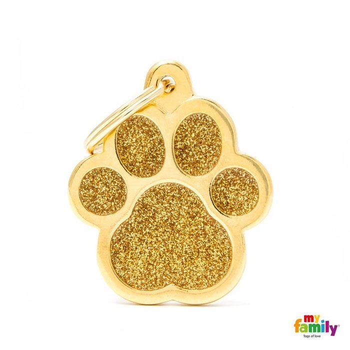 MyFamily medaille Médaille pour chiens - Shine Grande Patte Glitter Or