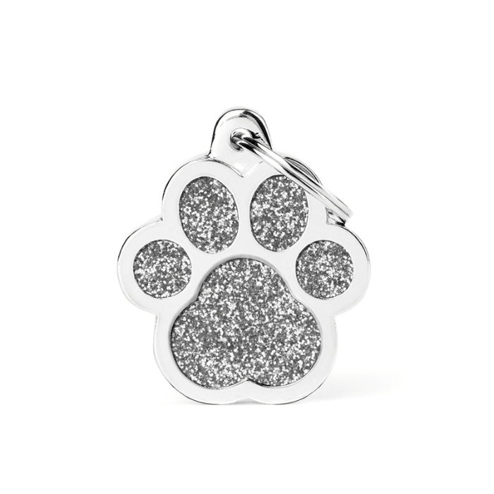 MyFamily medaille Médaille pour chiens - Shine Grosse Patte Glitter Gris