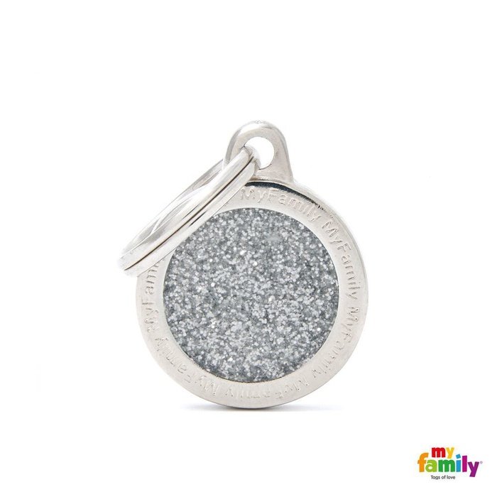 MyFamily medaille Médaille pour chiens - Shine Petit Rond Glitter gris