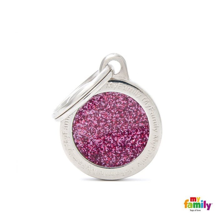 MyFamily medaille Médaille pour chiens - Shine Petit Rond Glitter rose