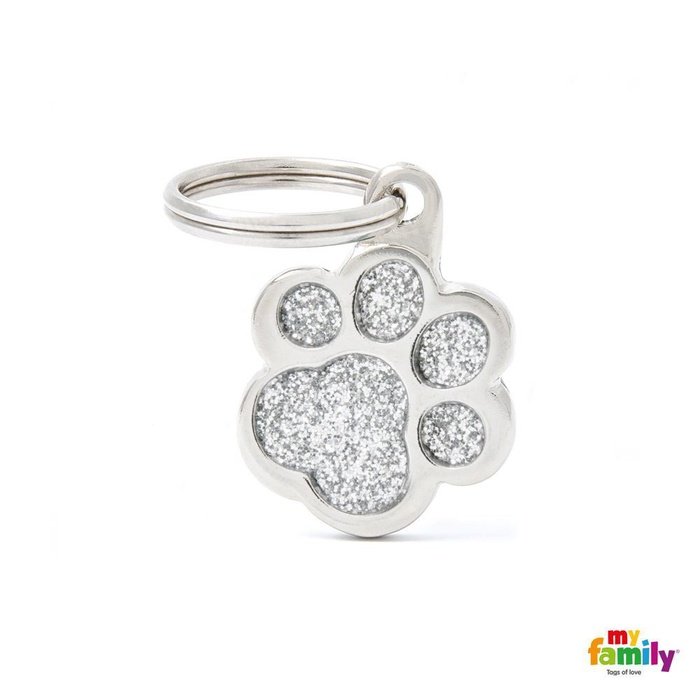 MyFamily medaille Médaille pour chiens - Shine Petite Patte Glitter Gris