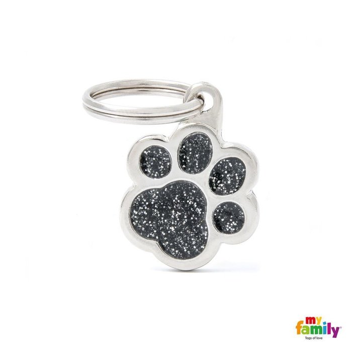 MyFamily medaille Médaille pour chiens - Shine Petite Patte Glitter noir