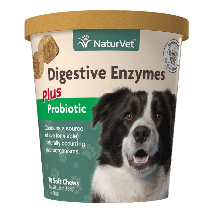 Naturvet supplement Enzymes digestives à mâcher doux avec prébiotiques et probiotiques
