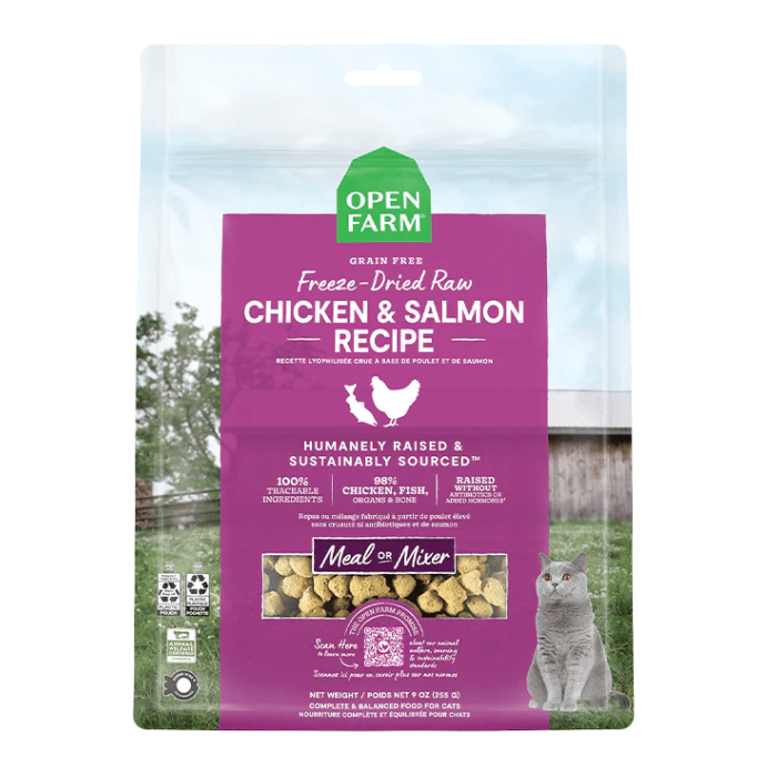 Open Farm nourriture Nourriture pour chat lyophilisée poulet et saumon