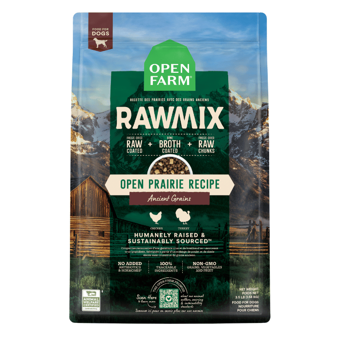 Open Farm nourriture Nourriture pour chien Open Farm RawMix recette Open Prairie avec grains anciens