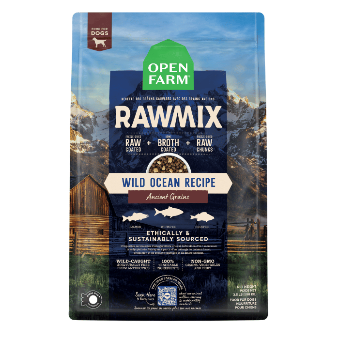 Open Farm nourriture Nourriture pour chien Open Farm RawMix recette Wild Ocean avec grains anciens