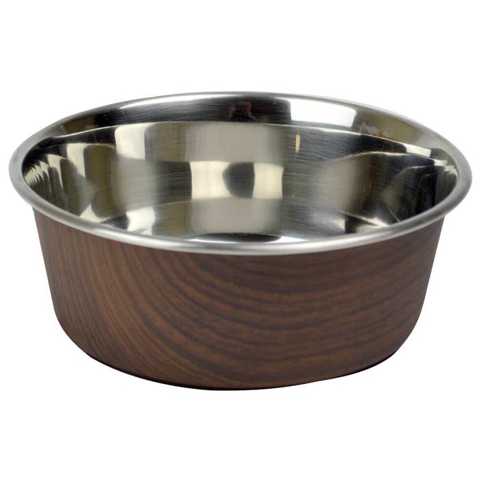 OurPets bol Bol en Acier Inoxydable Imitation de Bois
