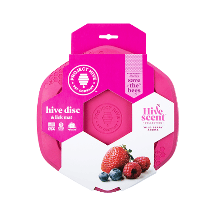 Project Hive jouets pour chien Frisbee et Lickmat pour chien - Hive Collection parfumée Baie