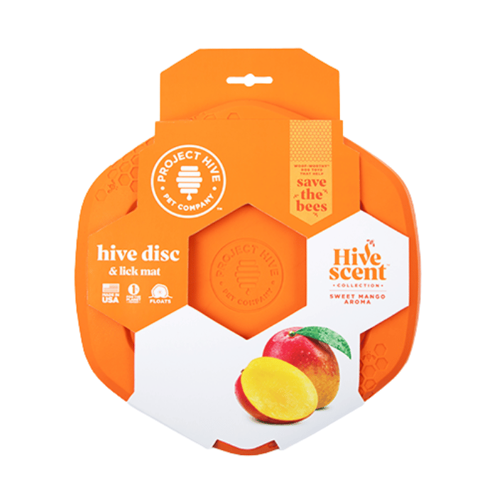 Project Hive jouets pour chien Frisbee et Lickmat pour chien - Hive Collection parfumée Pêche