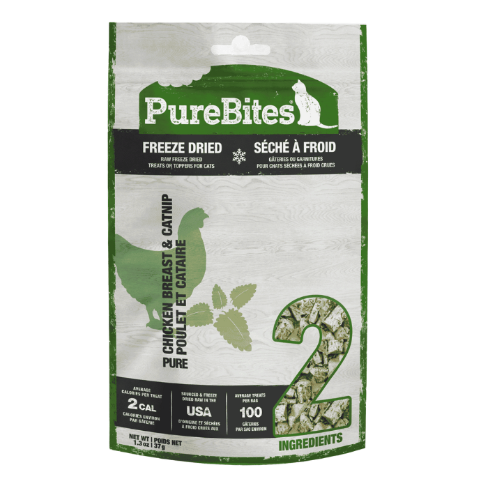 Pure Bites Gâteries Gâteries pour chats séchée à froid poulet et catnip 37g
