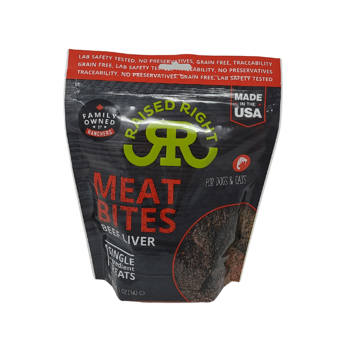 Raised Right Gâteries Gâteries pour chiens & chats foie de boeuf 5oz