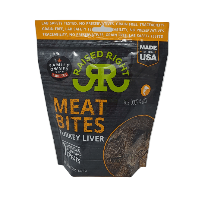 Raised Right Gâteries Gâteries pour chiens & chats foie de dinde 5oz