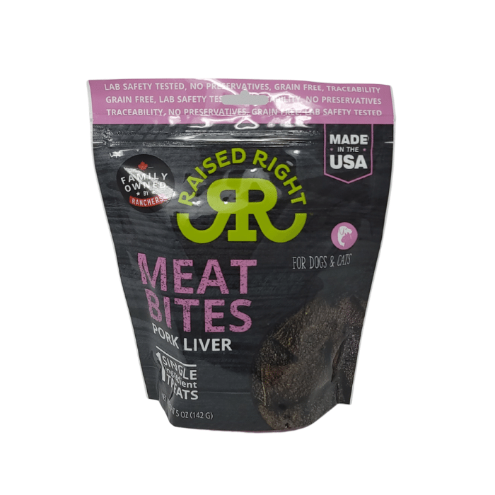 Raised Right Gâteries Gâteries pour chiens & chats foie de porc 5oz