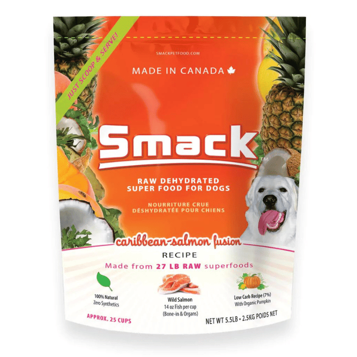 Smack nourriture Nourriture crue déshydratée pour chien - Caribbean Fusion Saumon