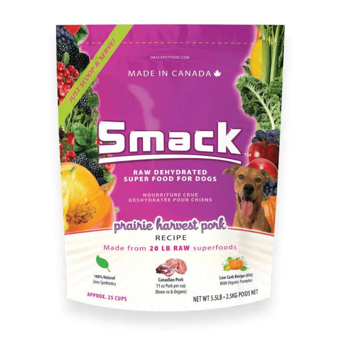 Smack nourriture Nourriture crue déshydratée pour chien - Porc