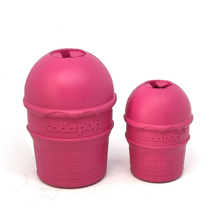 Sodapup jouets pour chien Cornet de crème glacée rose - jouet distributeur de gâteries